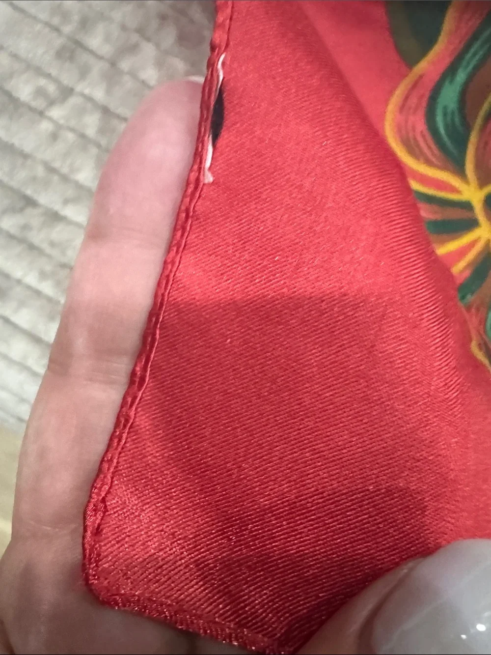 Red Floral Silk-Feel Christmas Square Scarf